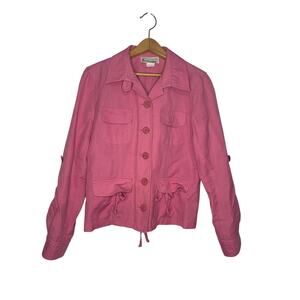 Elliott Lauren Pink Jacket Blazer Linen Blend Preppy Barbie Academia Size 6